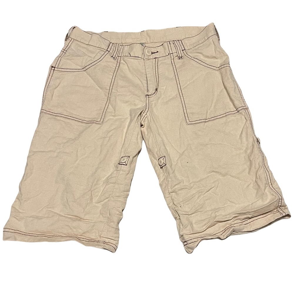 Prana ivory rollup cargo long hiking cotton linen shorts S - Picture 1 of 8